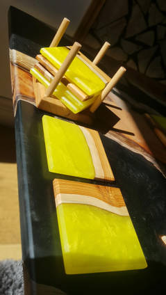 Yellow Wood and Resin Coasters